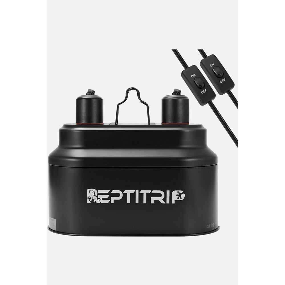 Reptitrio Double Dome Reptile Lamp Fixture Dual Bulb Heat Light 320W NIB